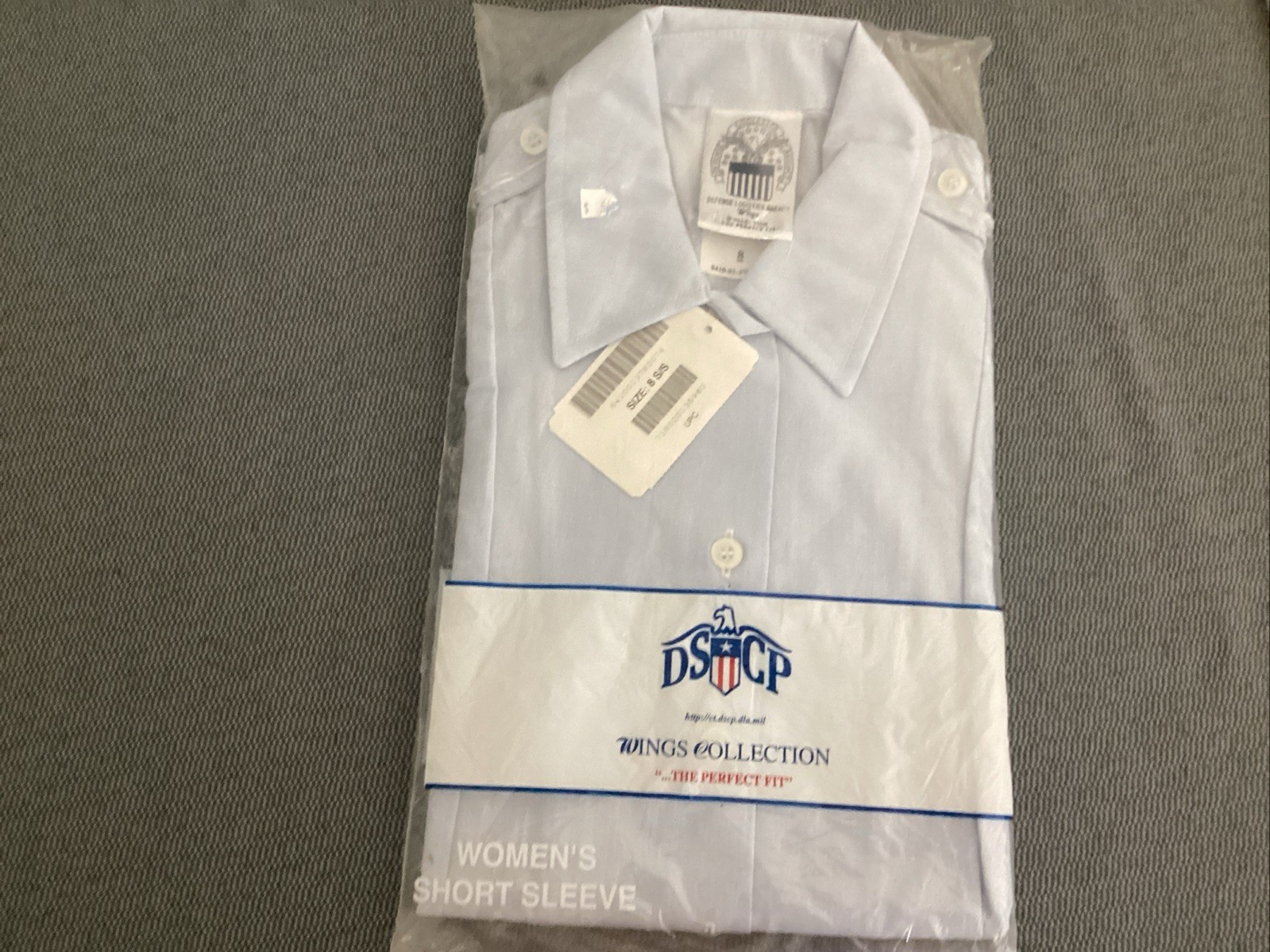 dscp wings collection shirt womens 8 S/S blue NIP Short Sleeves Made In USA