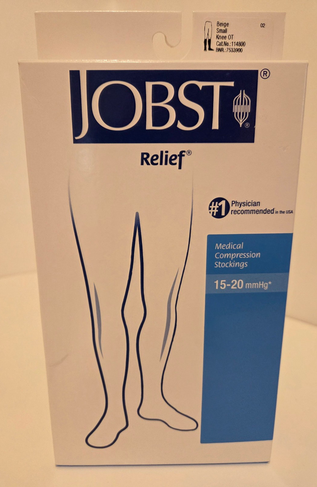 Jobst Relief Medical Compression Stockings Knee OT 15-20mmHg Small Beige NIB