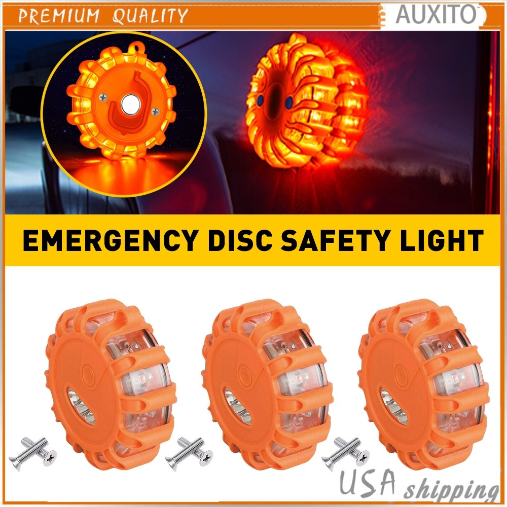USA 1/2/3 Pack LED Road Emergency Lights Roadside Safety Beacon Disc Flash- NEW