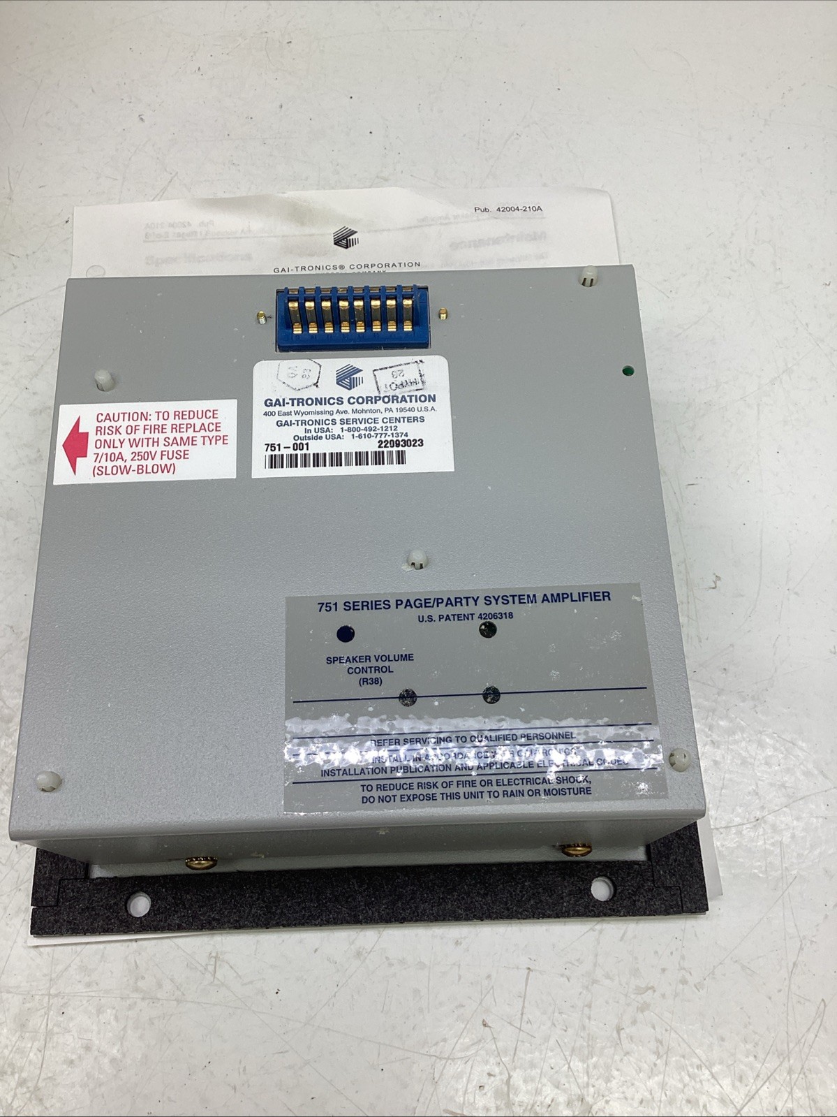 GAI-TRONICS Speaker Amplifier 751-001 120VAC NIB