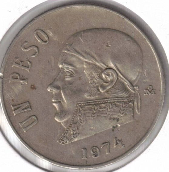 1974 Mexico Circulated One Peso Coin