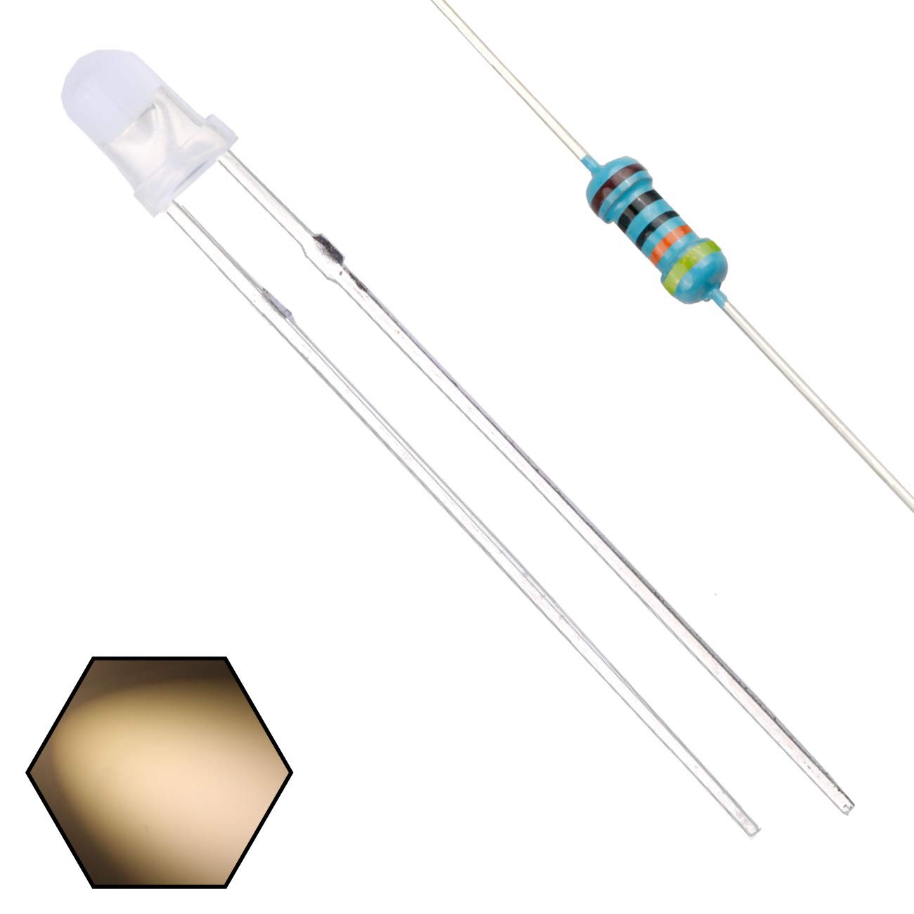 100pcs 3mm Warm White LED Light Emitting Diodes (White Lens) Diffused Round Lens