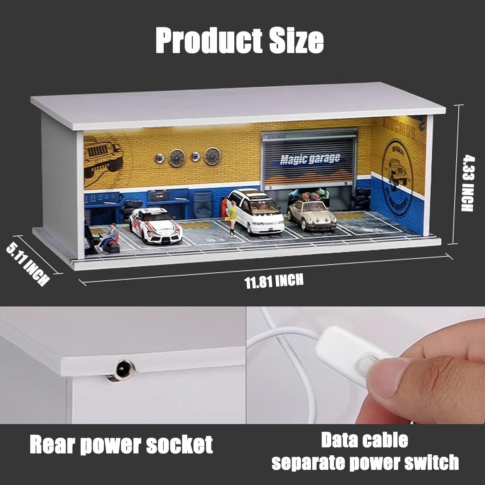 Display Case for Hot Wheel with LED Light Stackable Mega Garage Storage for 1...
