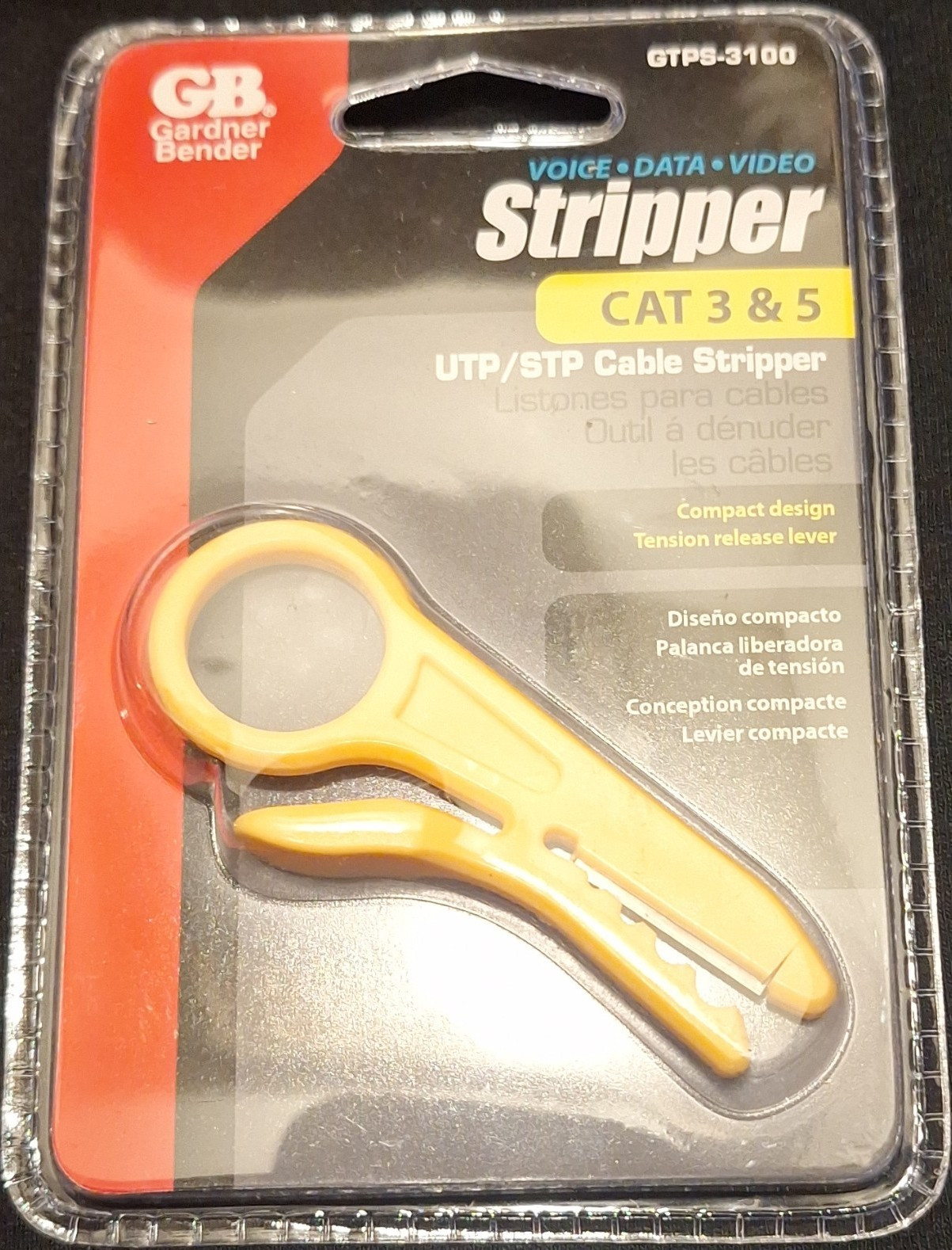 Gardner Bender GTP5-3100 CAT 3/5 UTP/STP Cable Stripper, Yellow