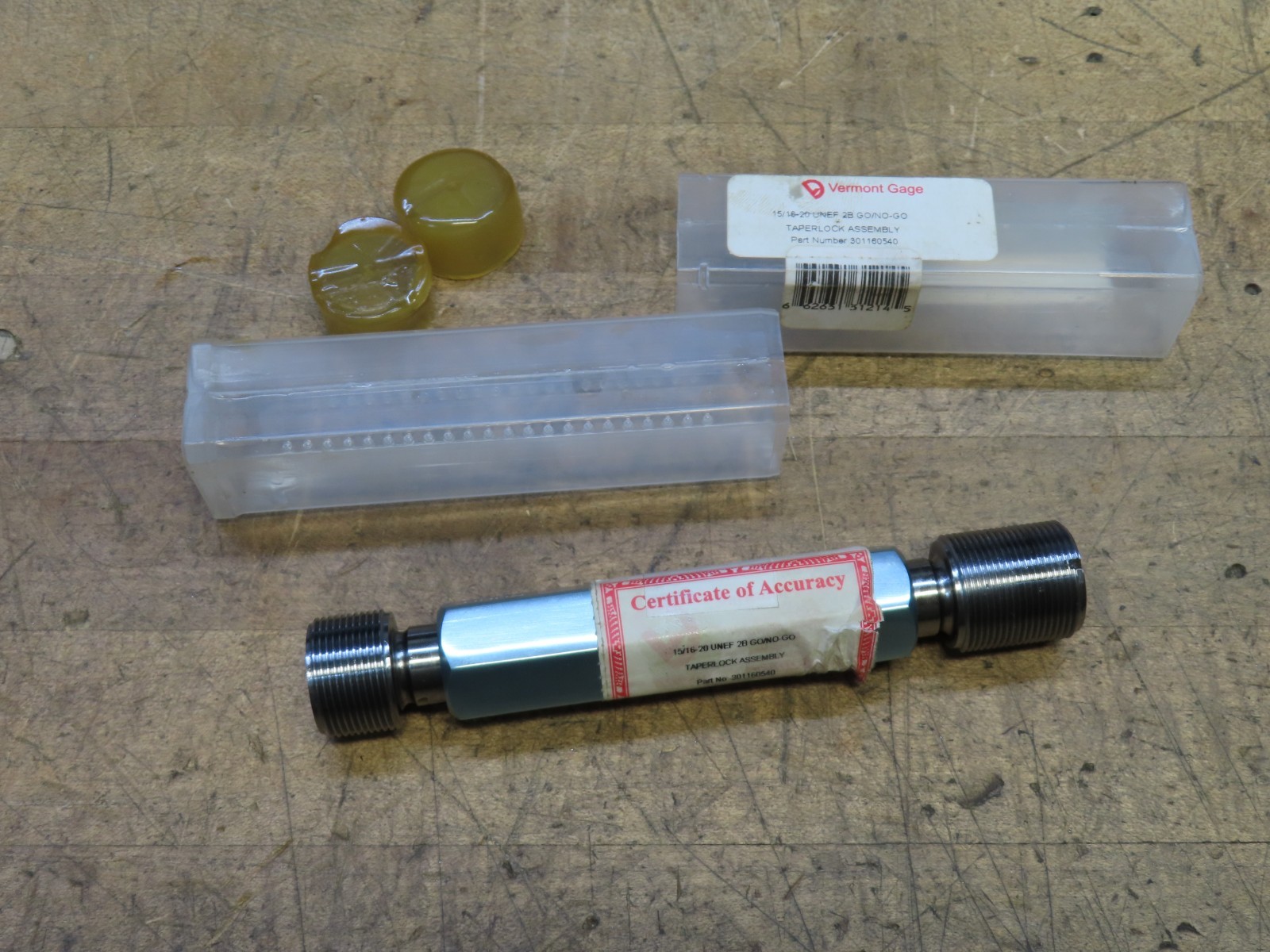 Vermont Gage 15/16"-20 UNEF 2B Go/Nogo thread gage PDs 0.9050 0.9109