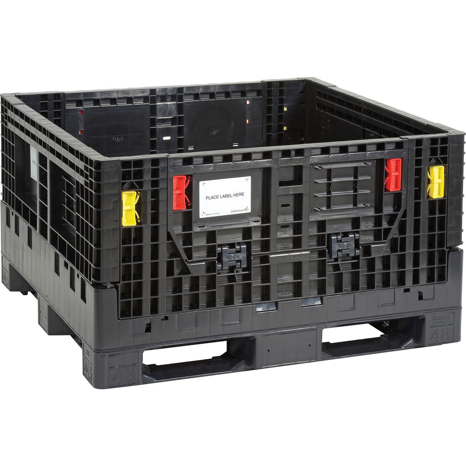 Plastic Folding Bulk Shipping Container 1500 lb. Capacity 48 x 44-1/2 x 27