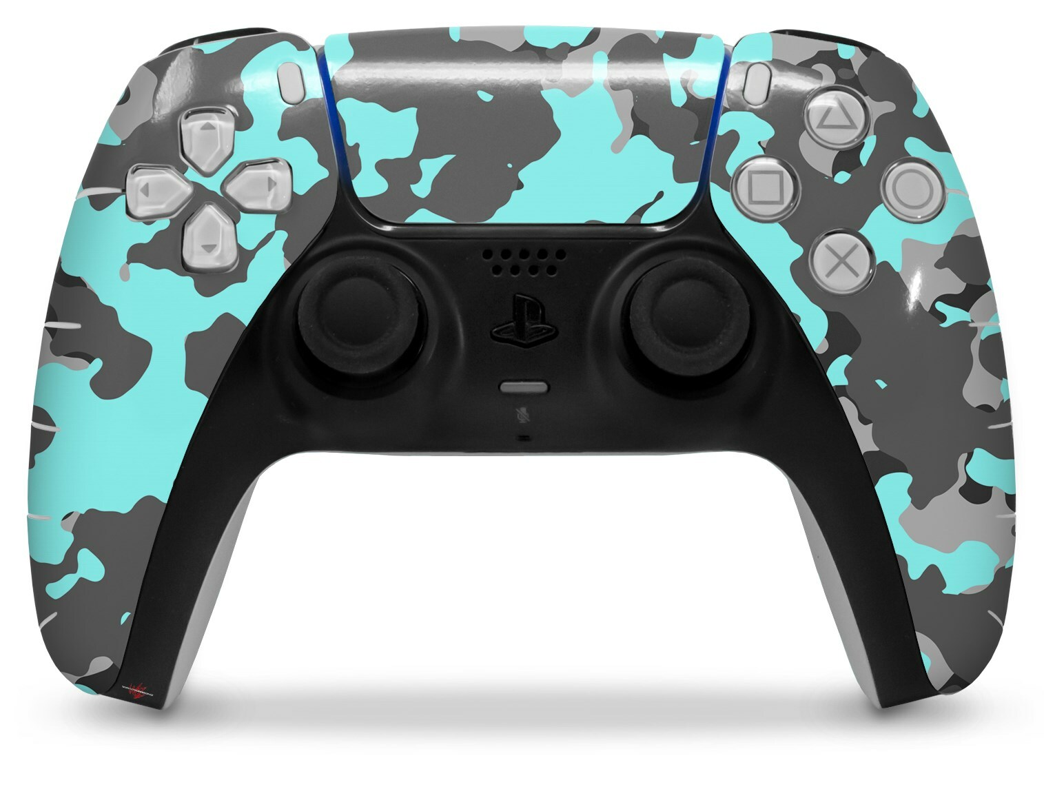 Skin Sony PS5 Controller WraptorCamo Old School Camouflage Camo Neon Teal