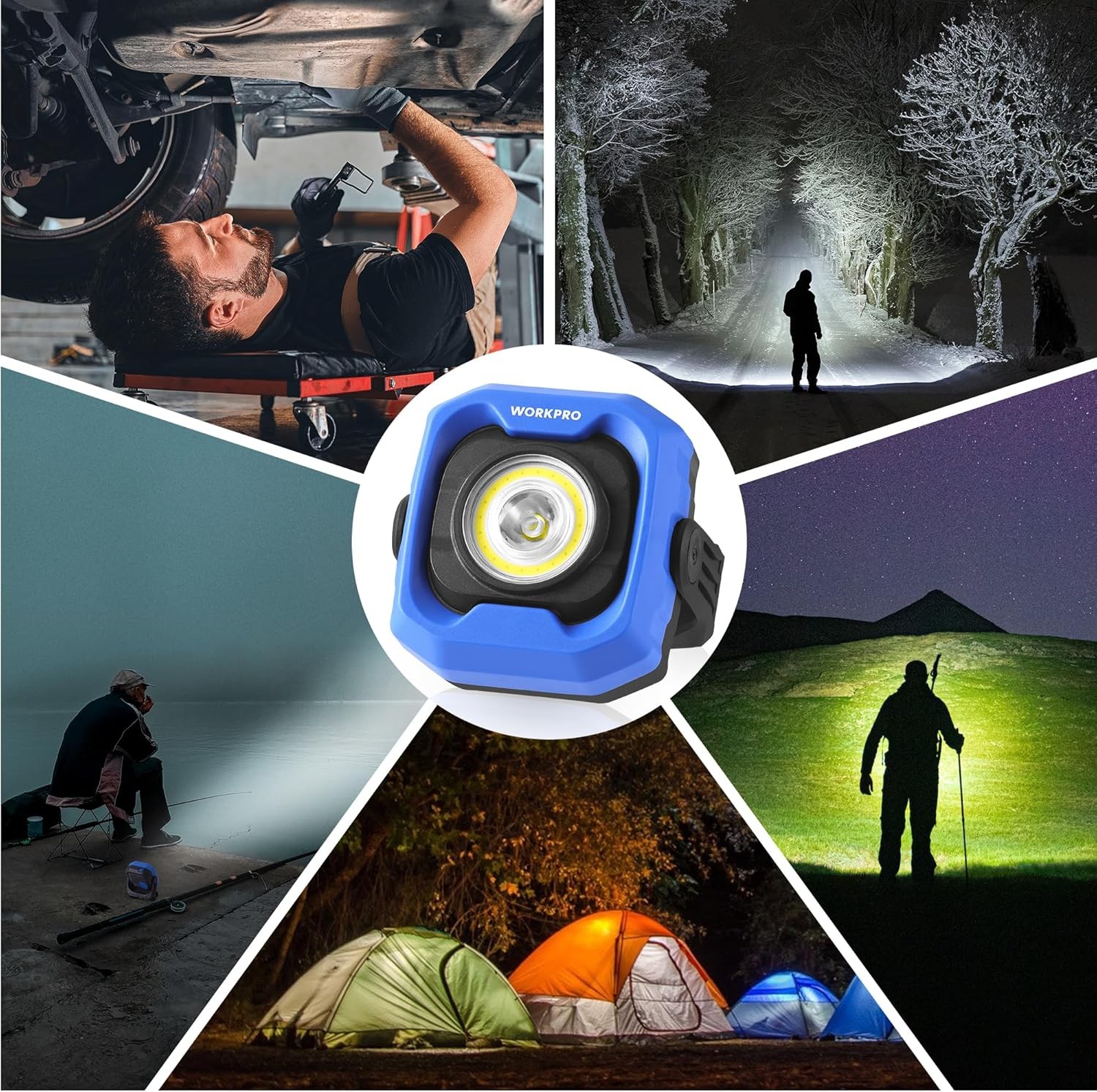 WORKPRO 1200LM LED Magnetic Light Rechargeable Work Light Portable Flood Lamp