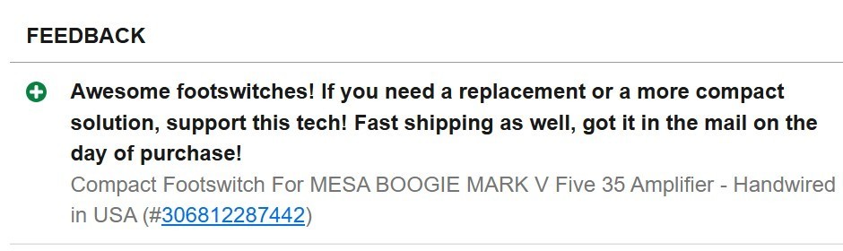 Compact Footswitch For MESA BOOGIE MARK V Five 35 Amplifier - Handwired in USA