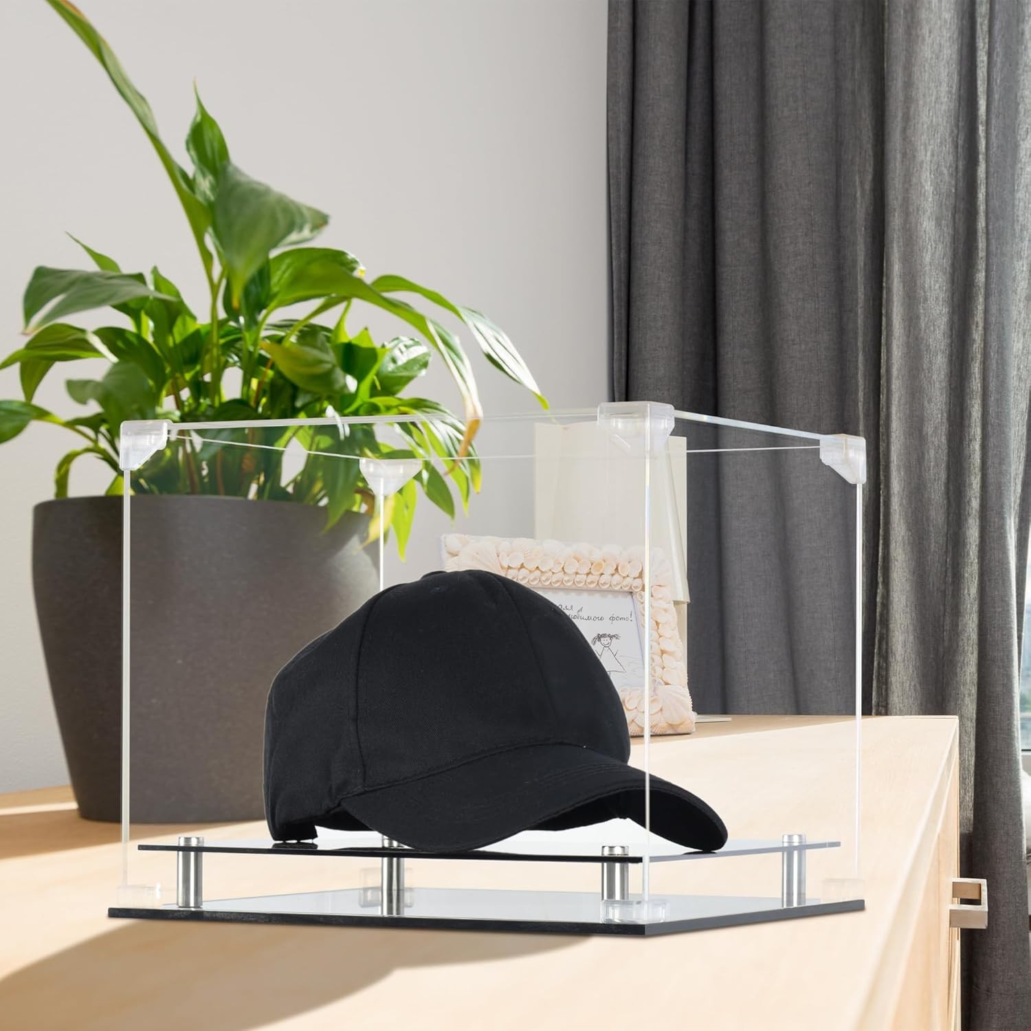 DisplayGifts Pro UV Protection Baseball Cap Hat Display Case Holder Clear