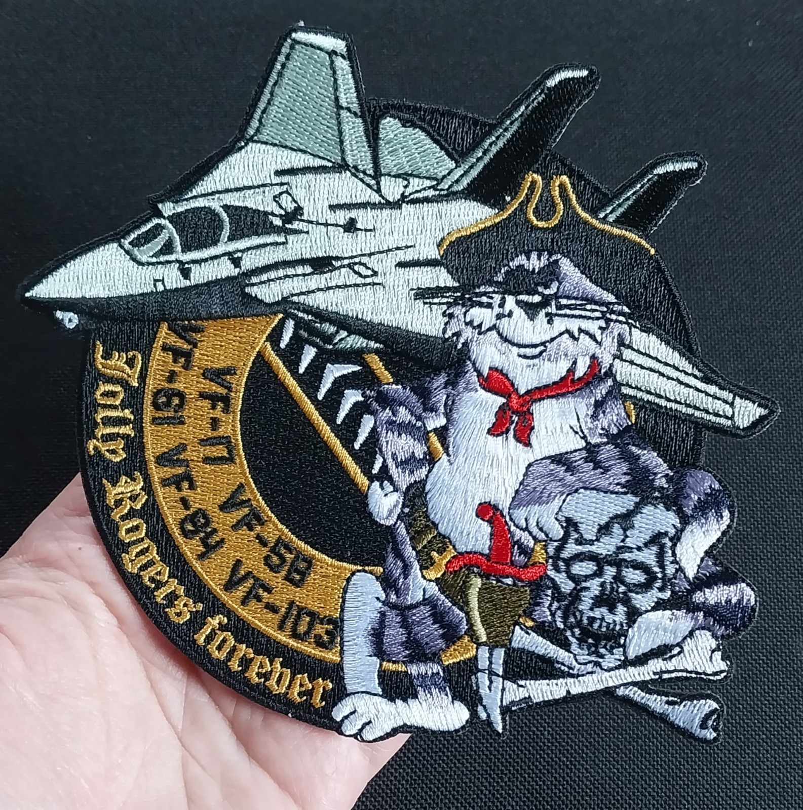 Jolly Rogers Forever F-14 Navy TOMCAT Skull Crossbones Military Biker PATCH