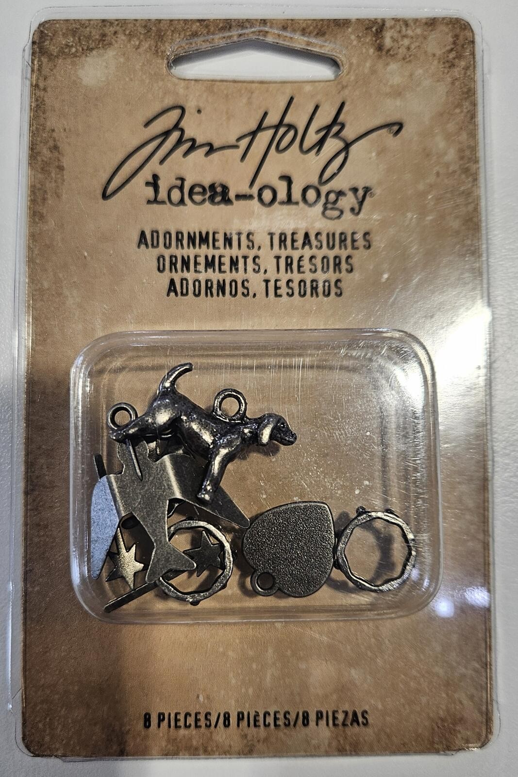 TH93572 Tim Holtz Idea-ology Adornments Charms Treasures Set - 8 Pieces