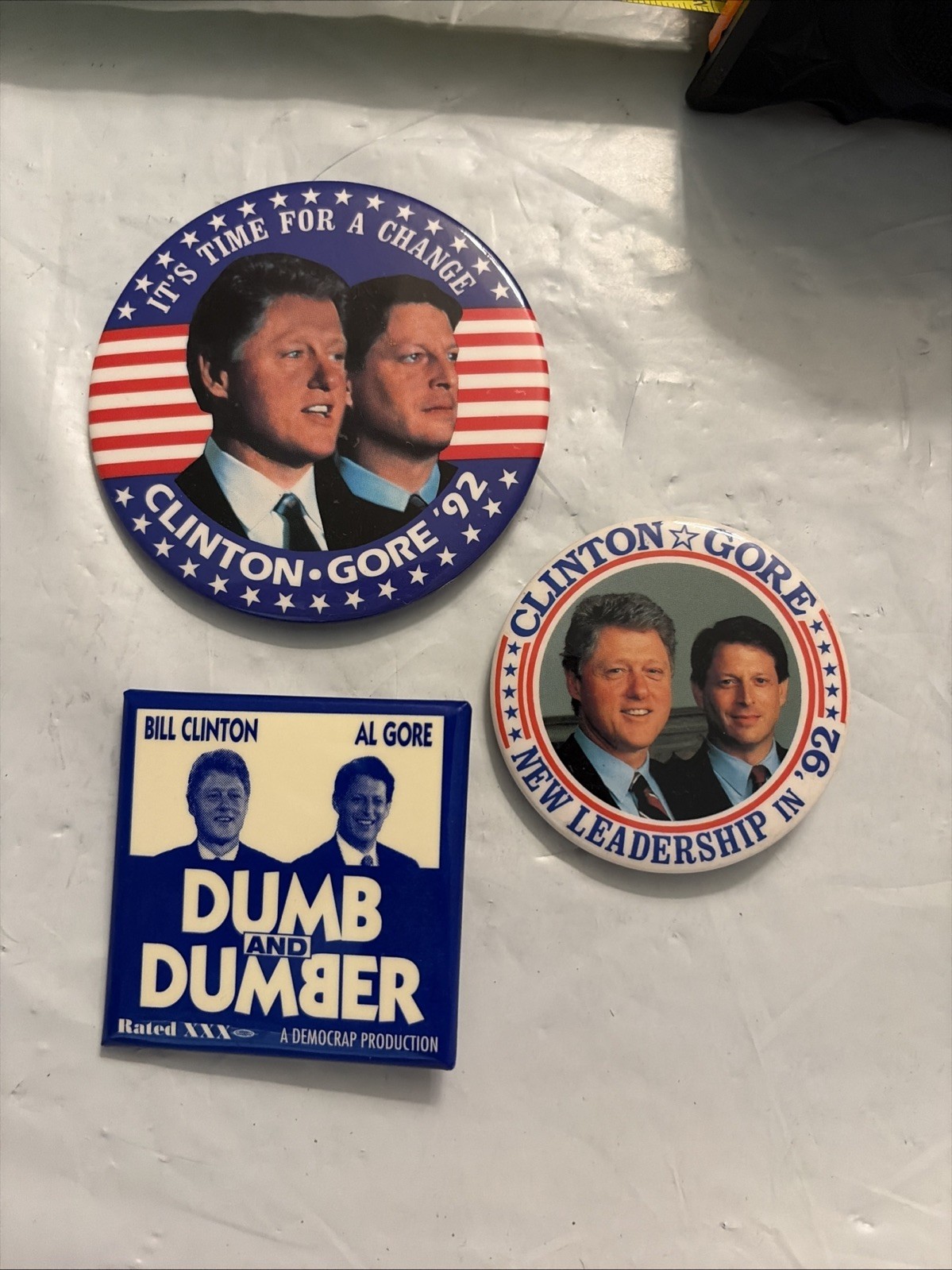 CLINTON GORE Campaign Buttons  "It's Time for a Change" Dumb And Dumber Box1-7