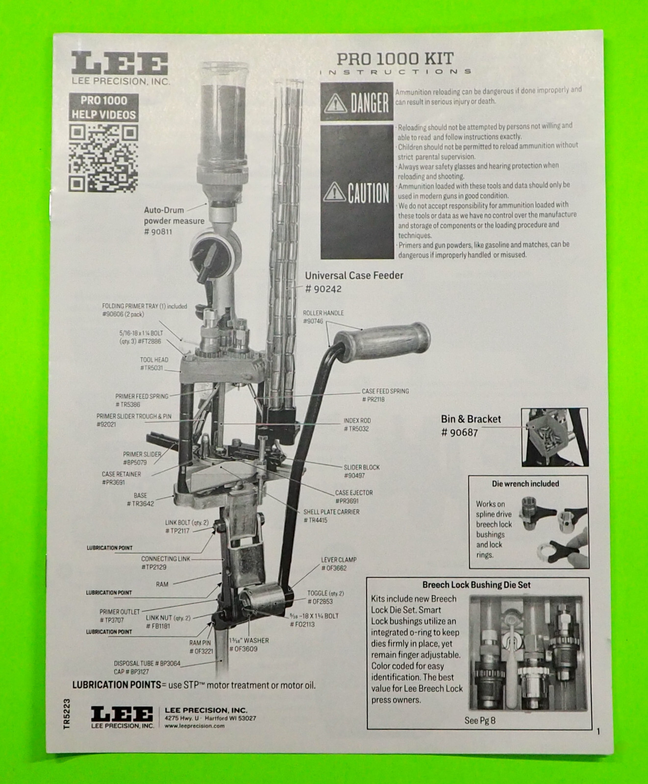 LEE Pro 1000 Manual/Instructions/Parts List-NEW-Revised 2024