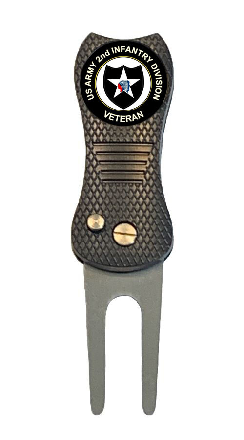 US Army 2nd Infantry Division Indianhead Golf Ball Marker + Switchblade Divot