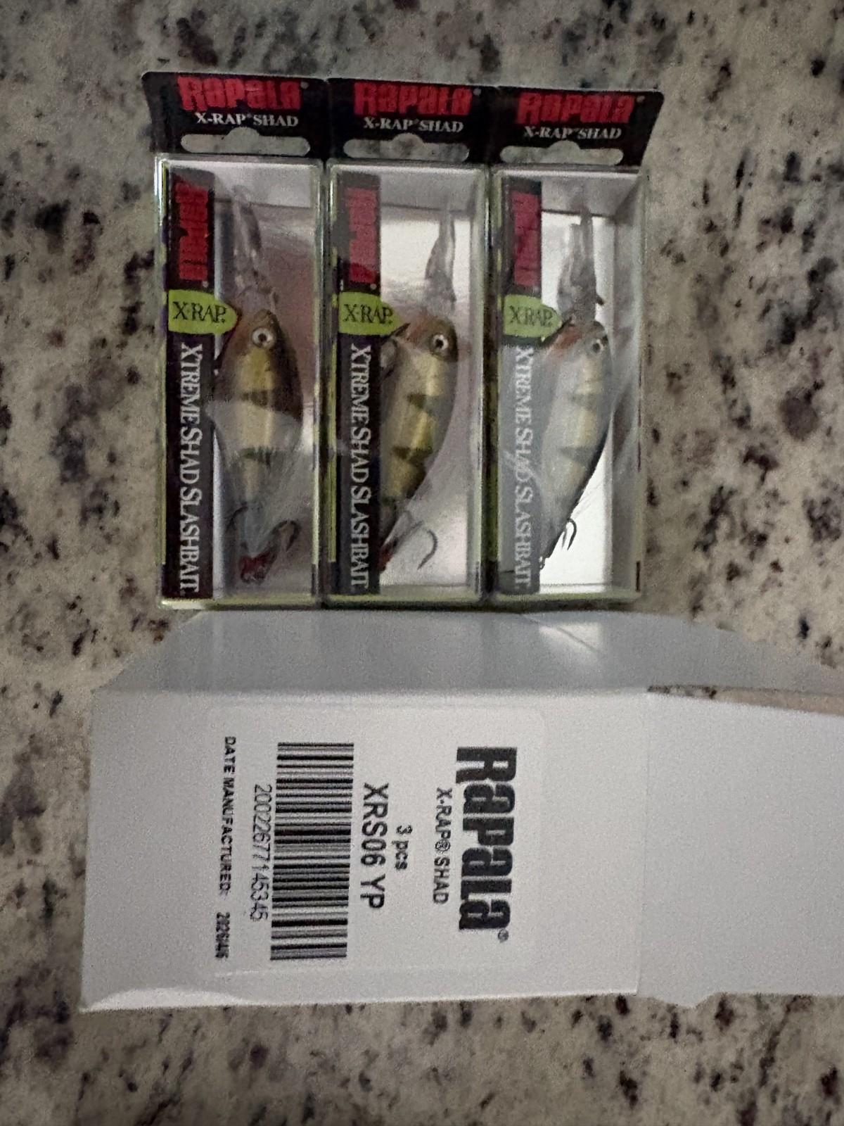 RAPALA X-RAP SHAD 06's--3 YELLOW PERCH COLORED FISHING LURES