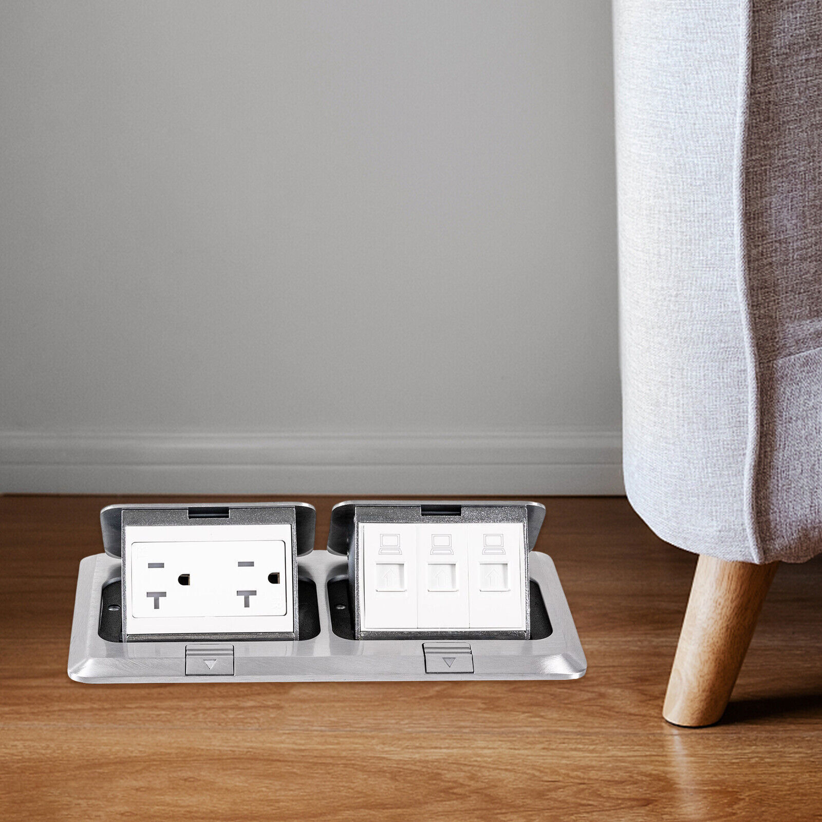 Dual Pop Up Floor Outlet 20 Amp USB W/ Socket Electrical Outlet Receptacle 125V