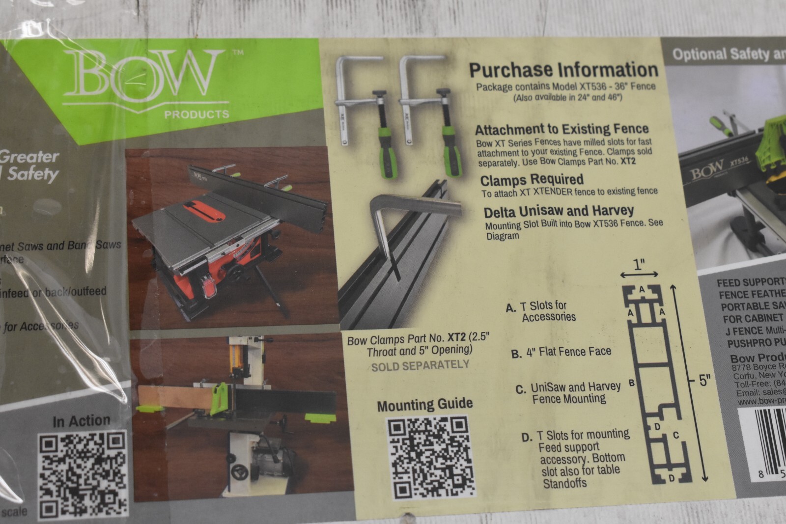 BOW Products XT 36" Fence T-Track Table Fence System w/ Multipurpose XT536