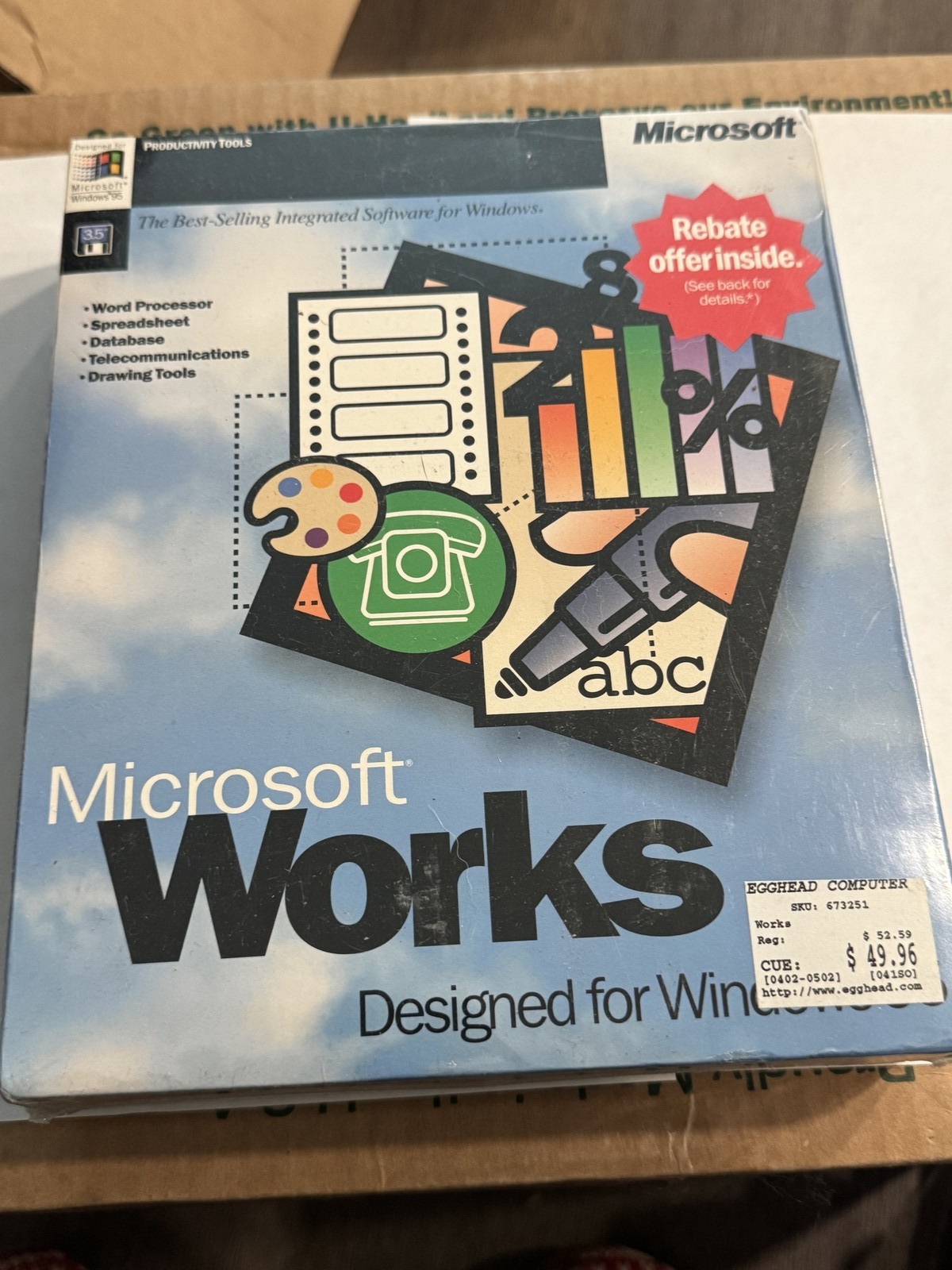 Microsoft Works for Windows 95 Software New Sealed Productivity Tools