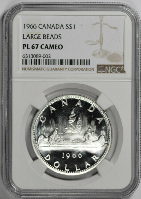 :1966 S1$ DOLLAR ELIZABETH-II CANADA NGC PL 67 CAMEO RARITY R6 57/0 TOP-POP