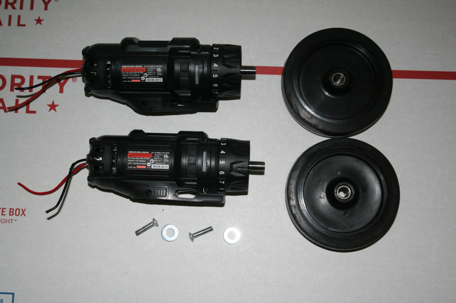 New MVP Robotics 12V Motor and 4" Wheel -Set of 2- 550 RPM -12 Volt - RoV -Rc