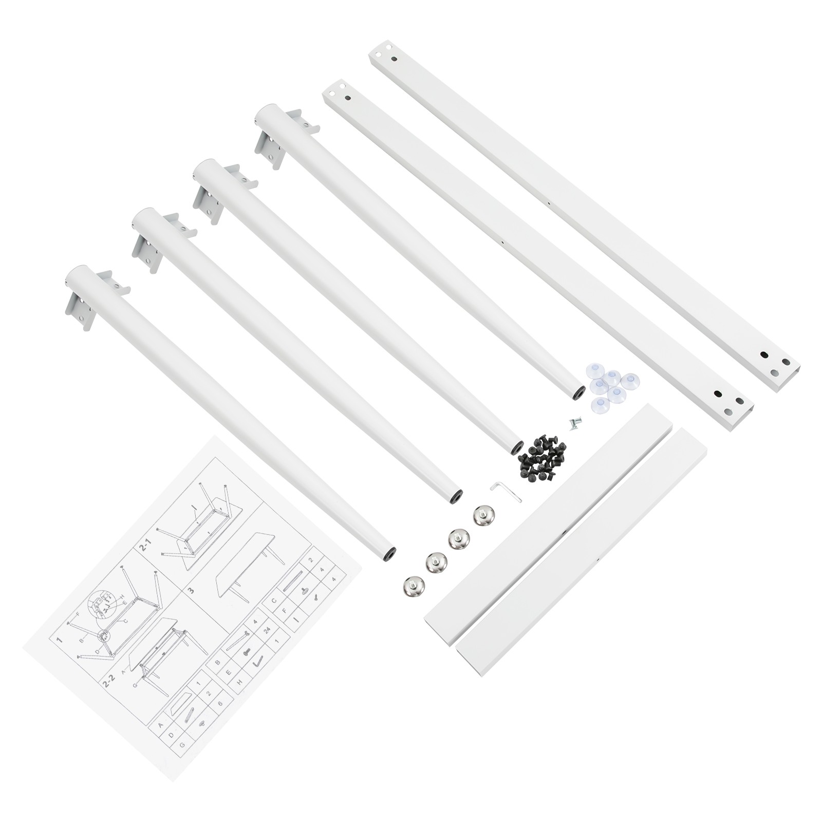 Industrial Metal Table Legs White Metal Furniture Legs with 6 Suction Cups USA