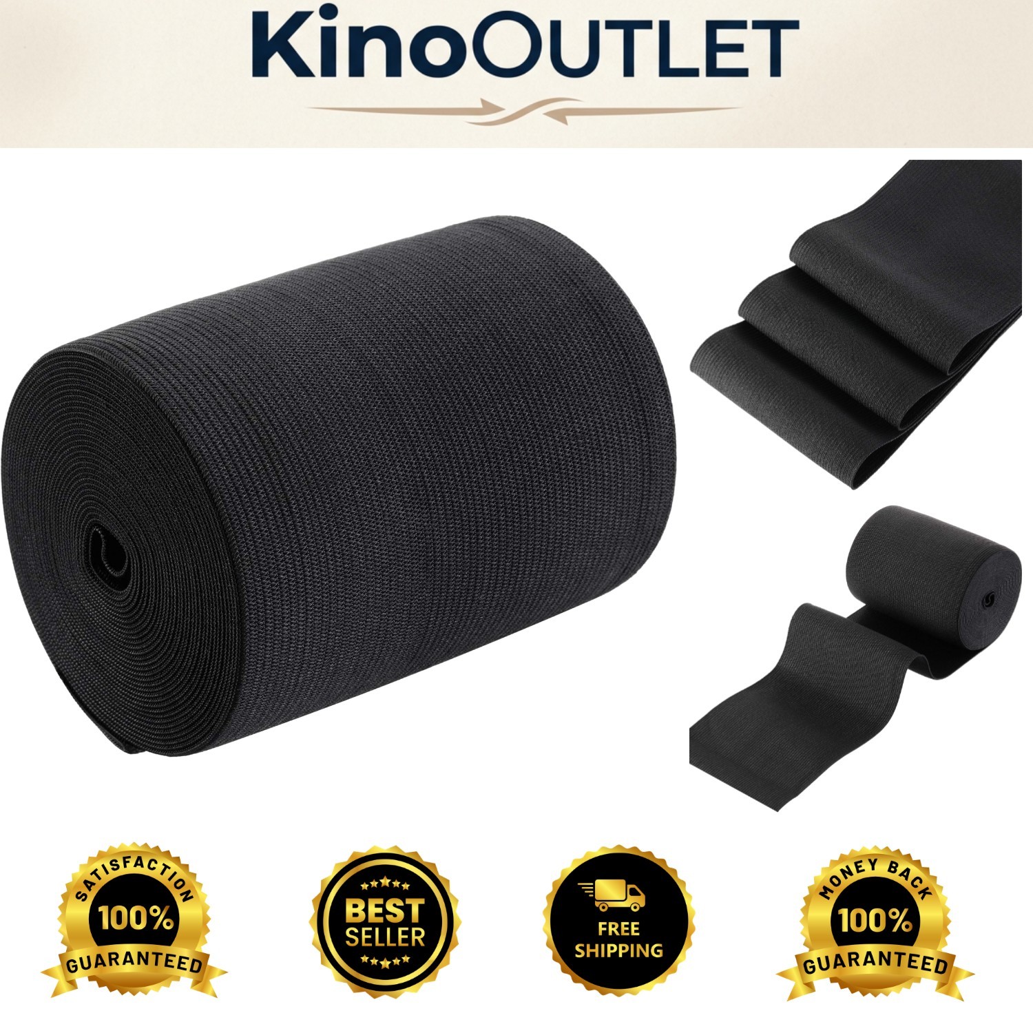 Versatile 4 Inch x 5 Yard Black Elastic - Durable and Resilient for All Projects
