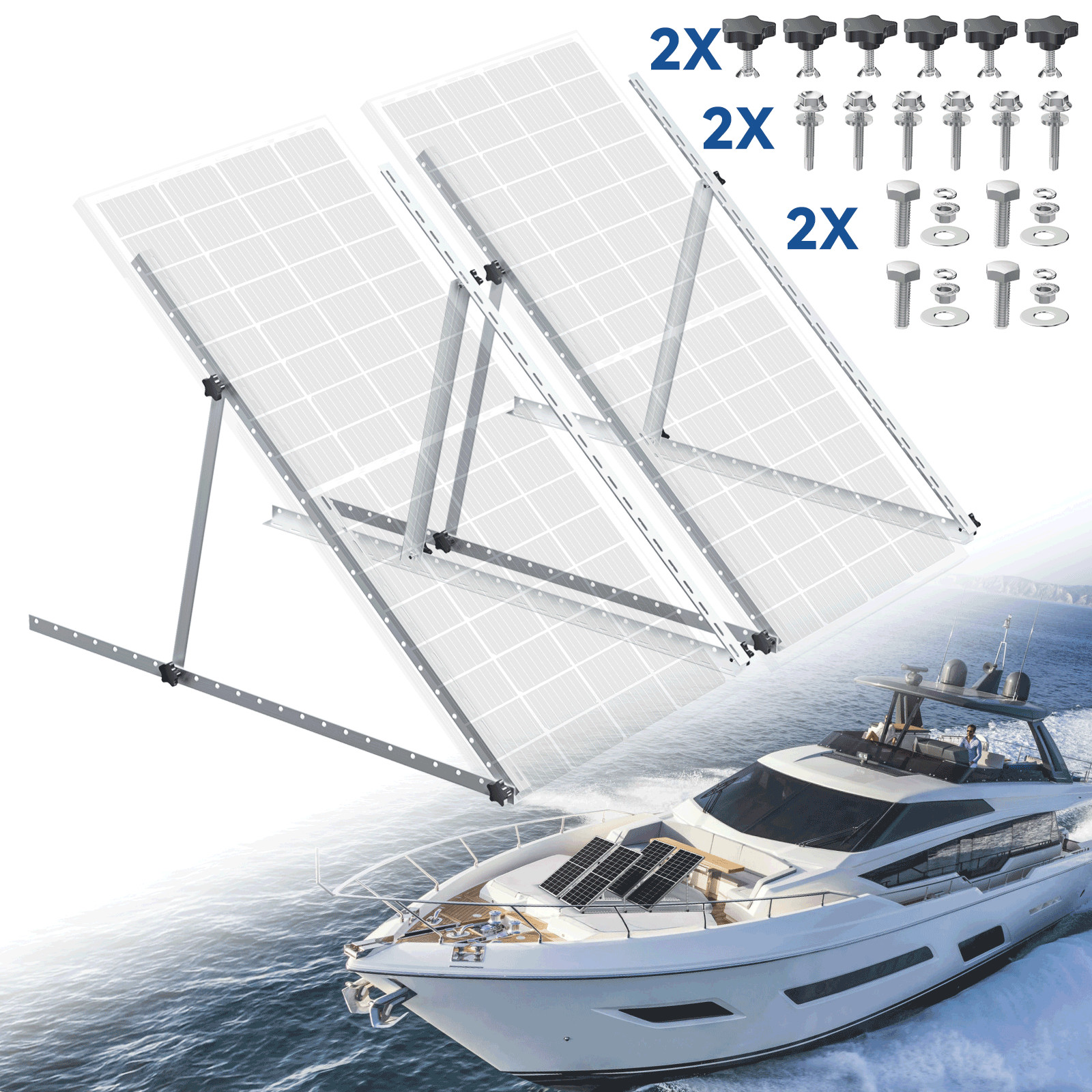 45 inch Adjustable Solar Panel RV Tilt Mount Brackets (2 Set) RV Kit System Flat