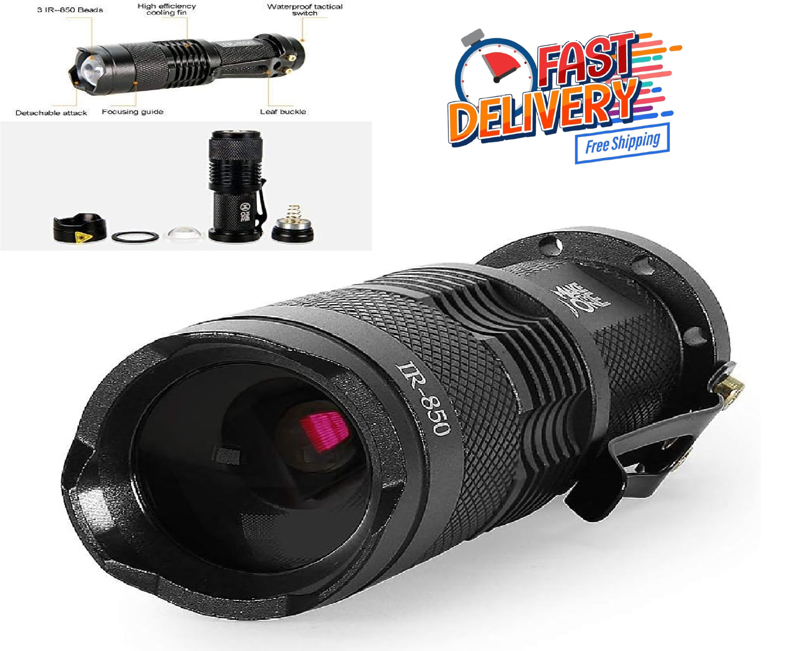 IR Torch 3 Watt 850NM Infrared Light Night Vision Flashlight Torch - Infrared