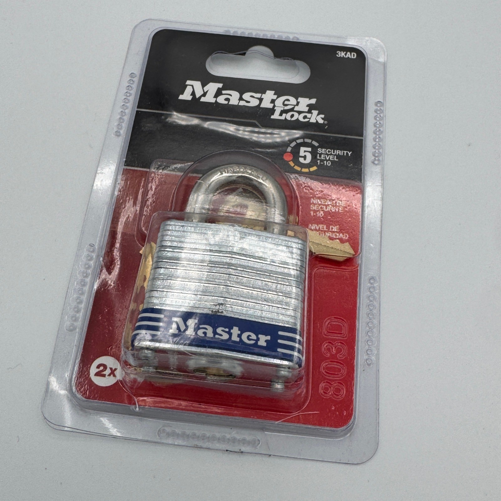 Master Lock 3KAD 803D Laminated Steel Padlock with 2 Keys Security Level 5 NEW