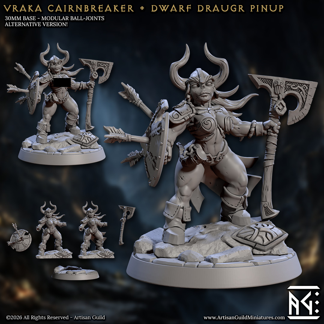 Vraka - Dwarf Draugr Warrior Pinup SFW - Artisan Guild - Dungeons and Dragons