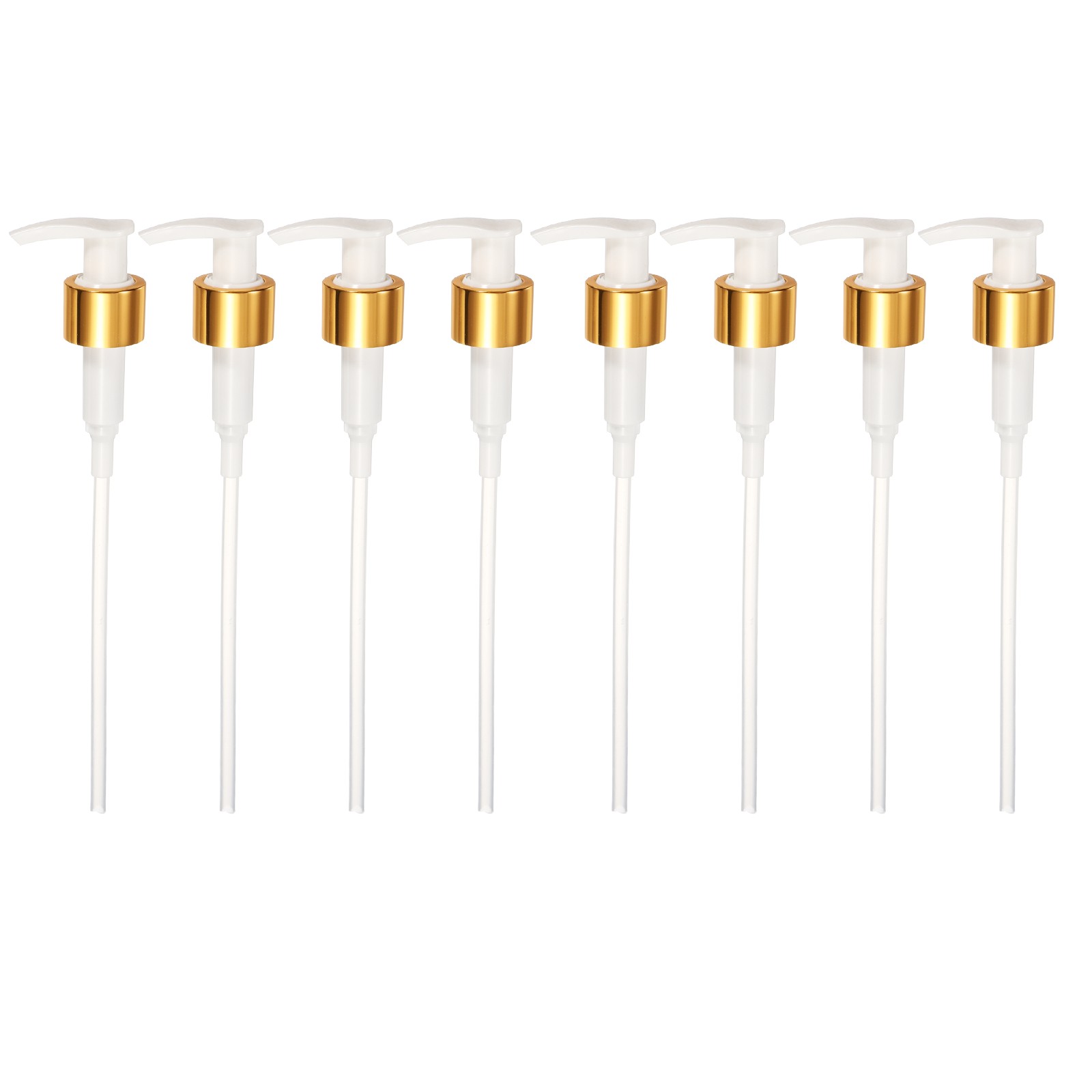 8Pcs Dispensers Top Replacement, Bottle Pump Head for 24/410, Gold White