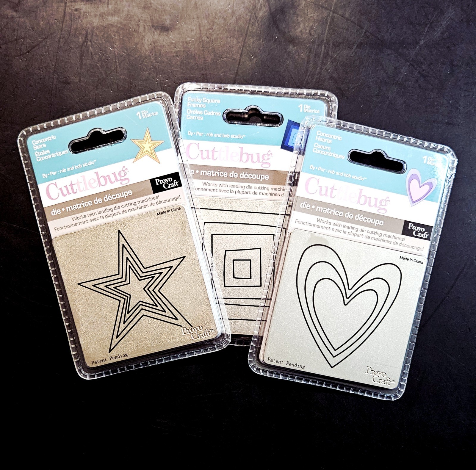 HEARTS STARS WONKY SQUARE Cuttlebug Cutting Dies Concentric Shapes TLS