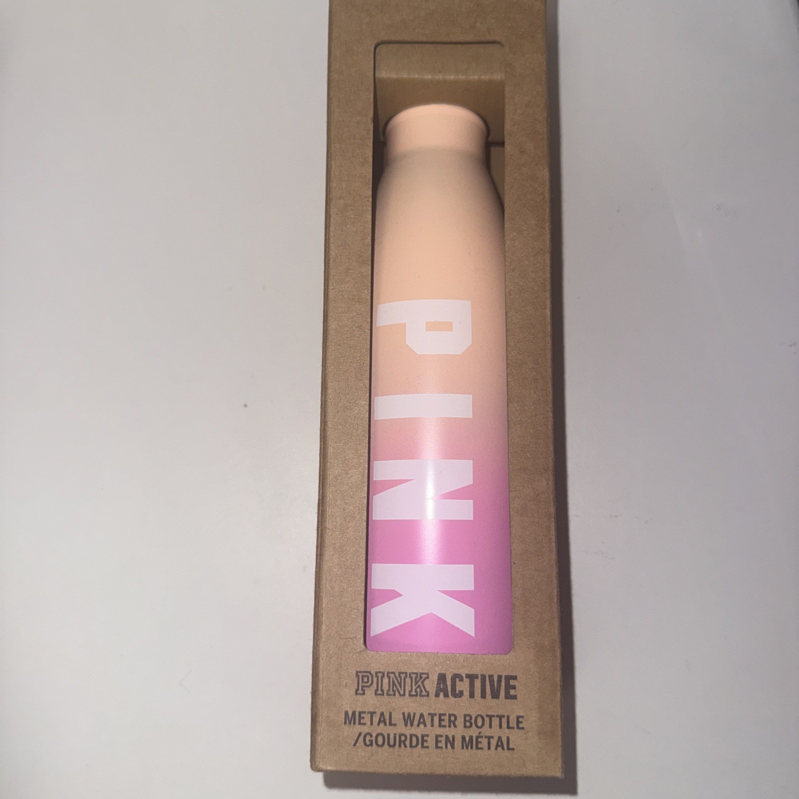 Victoria's Secret Pink 10" Ombre Metal Water Bottle Peach Aura Bubblegum Pink