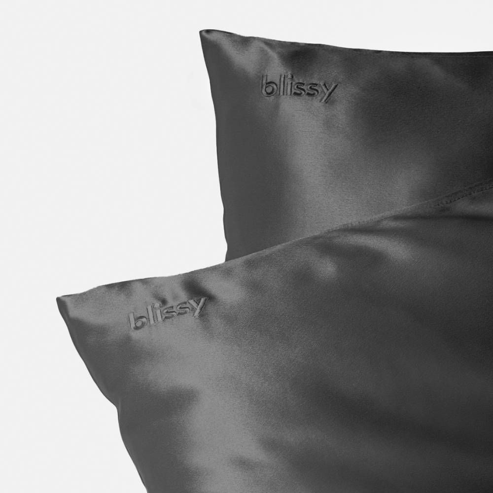 Blissy King 600 Thread Count Silk Pillowcase Dark Gray