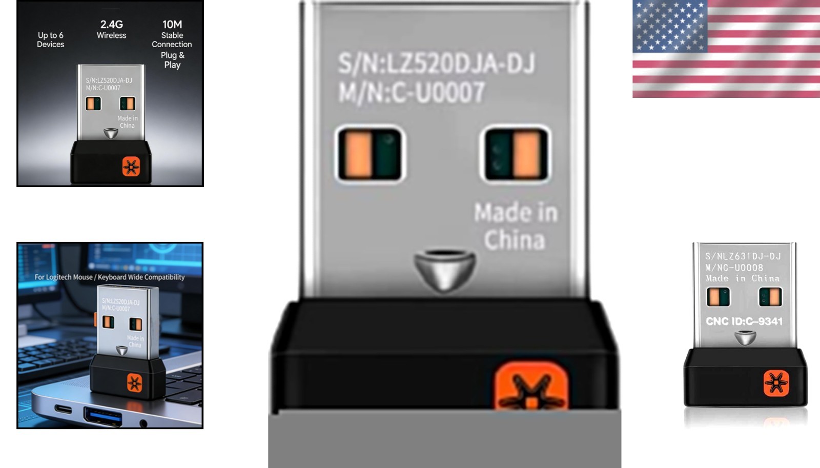 Compact Logitech Unifying Receiver - Works with Up to 6 Peripherals, Easy Setup