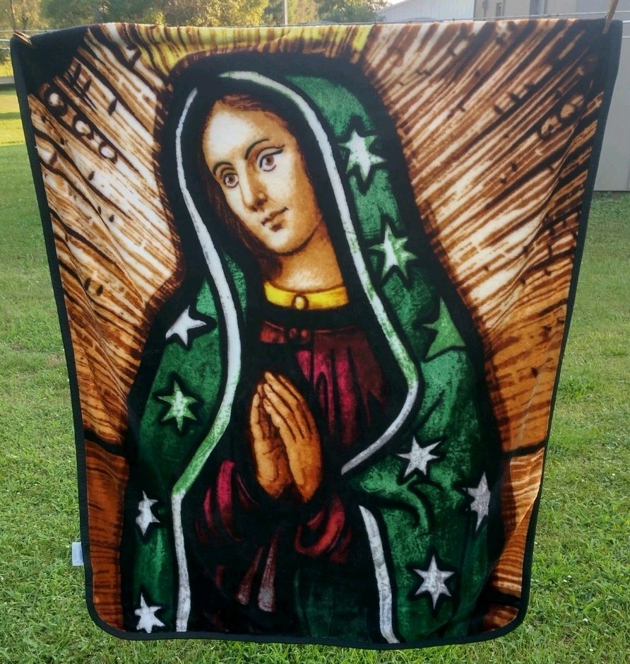 Super Soft Blessed Mary Fleece Throw Lap Robe Blanket 46in X 58in