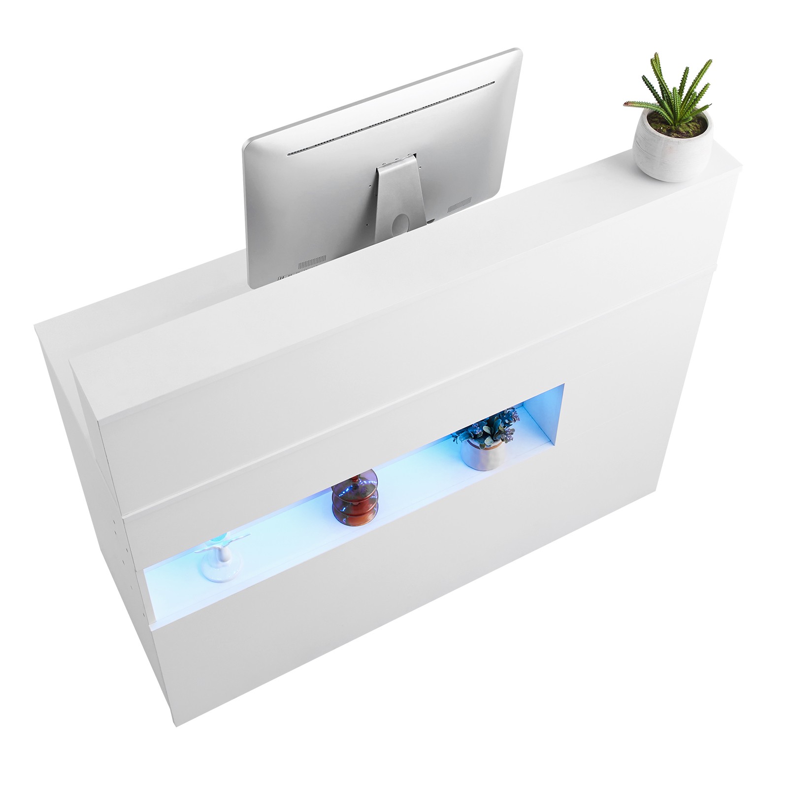 Uimoso Reception Desk Rectangular Front Counter Table 47.24in White Office Table