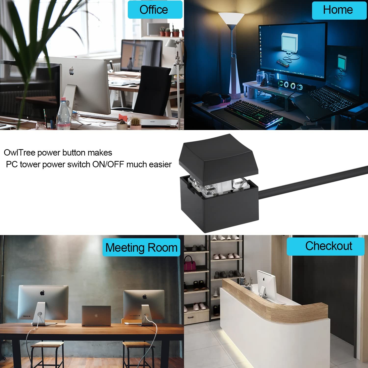 Desktop Computer PC Mechanical Power Switch: LED Power On/Off Button Extensio...