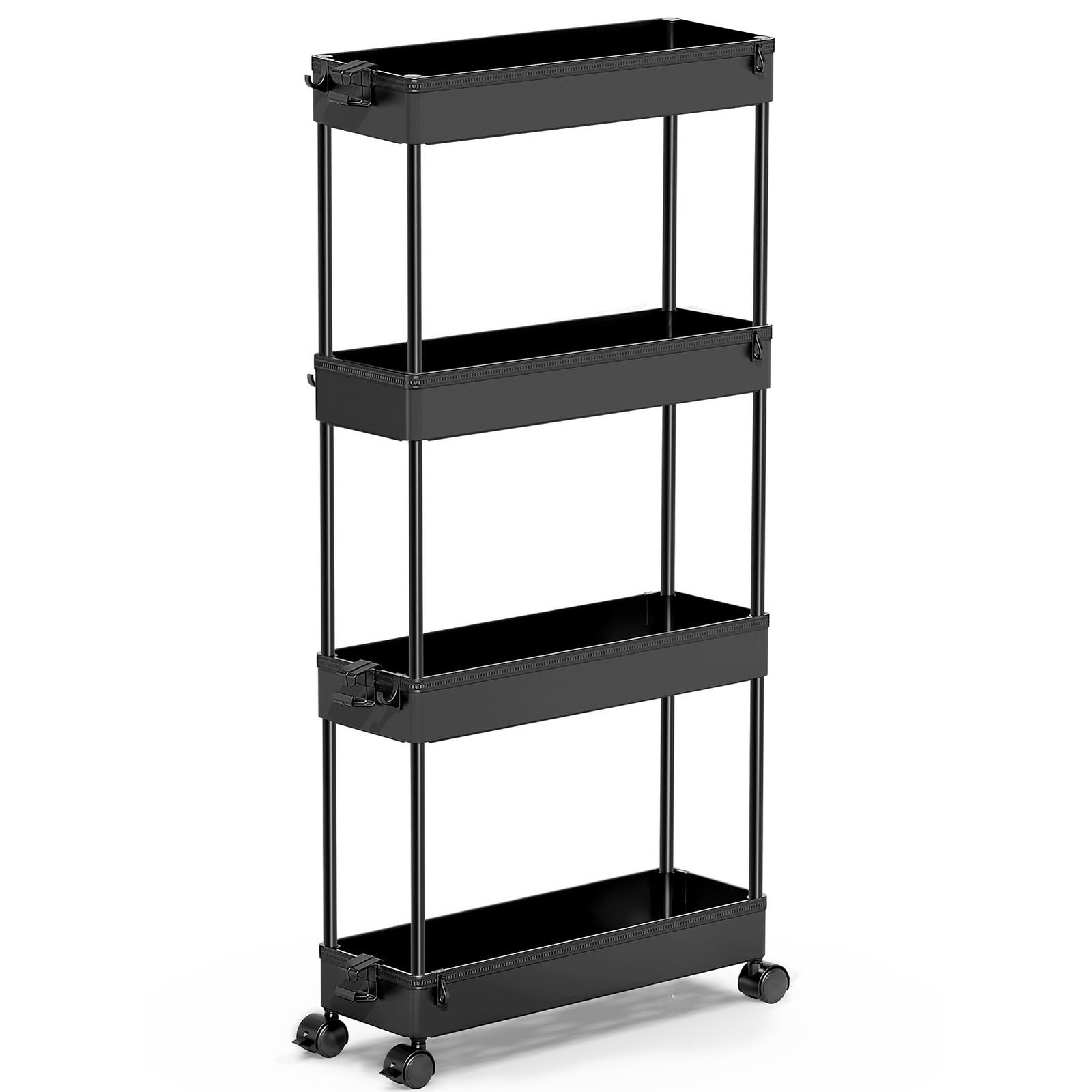 SPACEKEEPER Slim Rolling Storage Cart 4 Tier Bathroom Organizer Cart Mobile S...