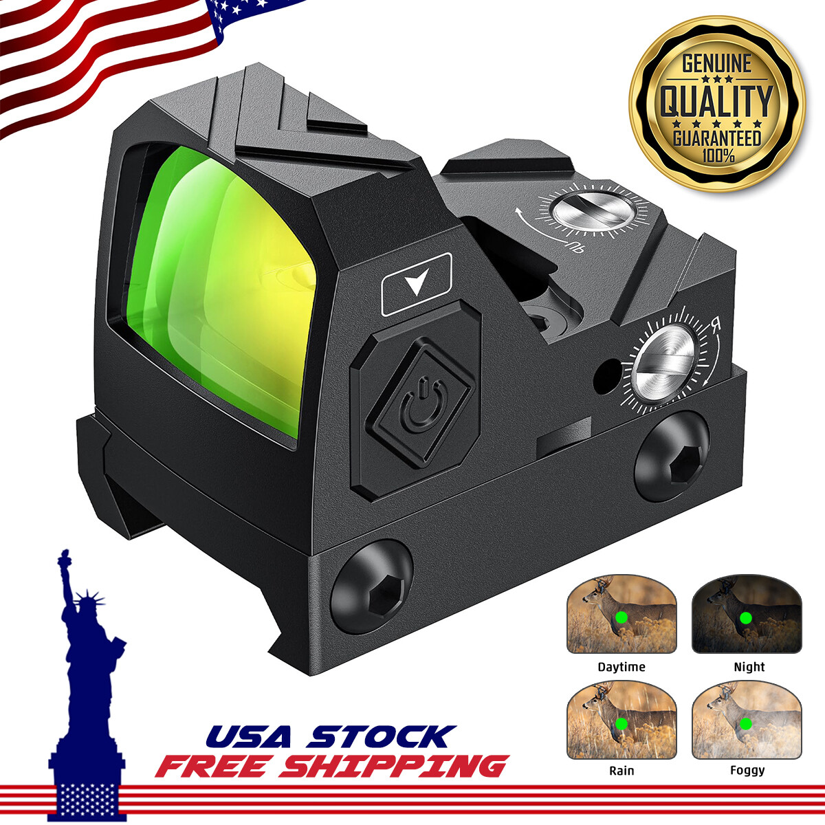 Motion Awake 2 MOA RefIex Mini Green Dot Sight for RMR Cut /MOS/Picatinny Rails