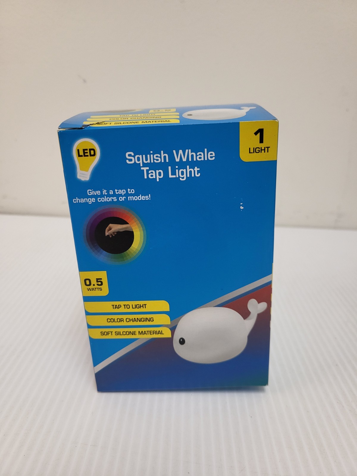 Squish WHALE Led Tap Light - 6 Color Changes - Battery Operated