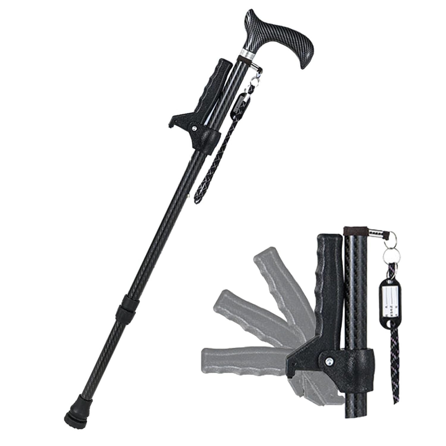 Heavy Duty Carbon Fiber Folding Walking Cane 300 LB Capacity Adjustable
