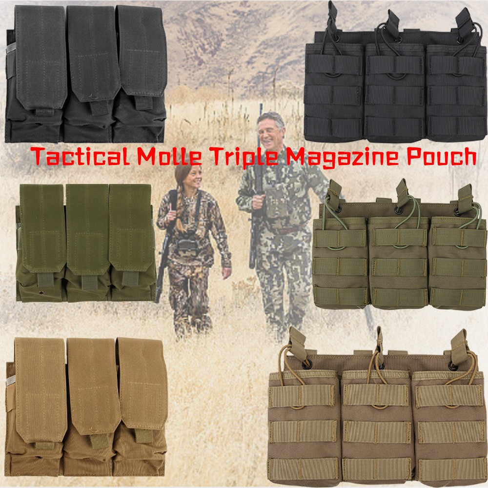 Tactical Molle Triple Magazine Pouch Rifles Mag Shooting Holder Holster Bags USA