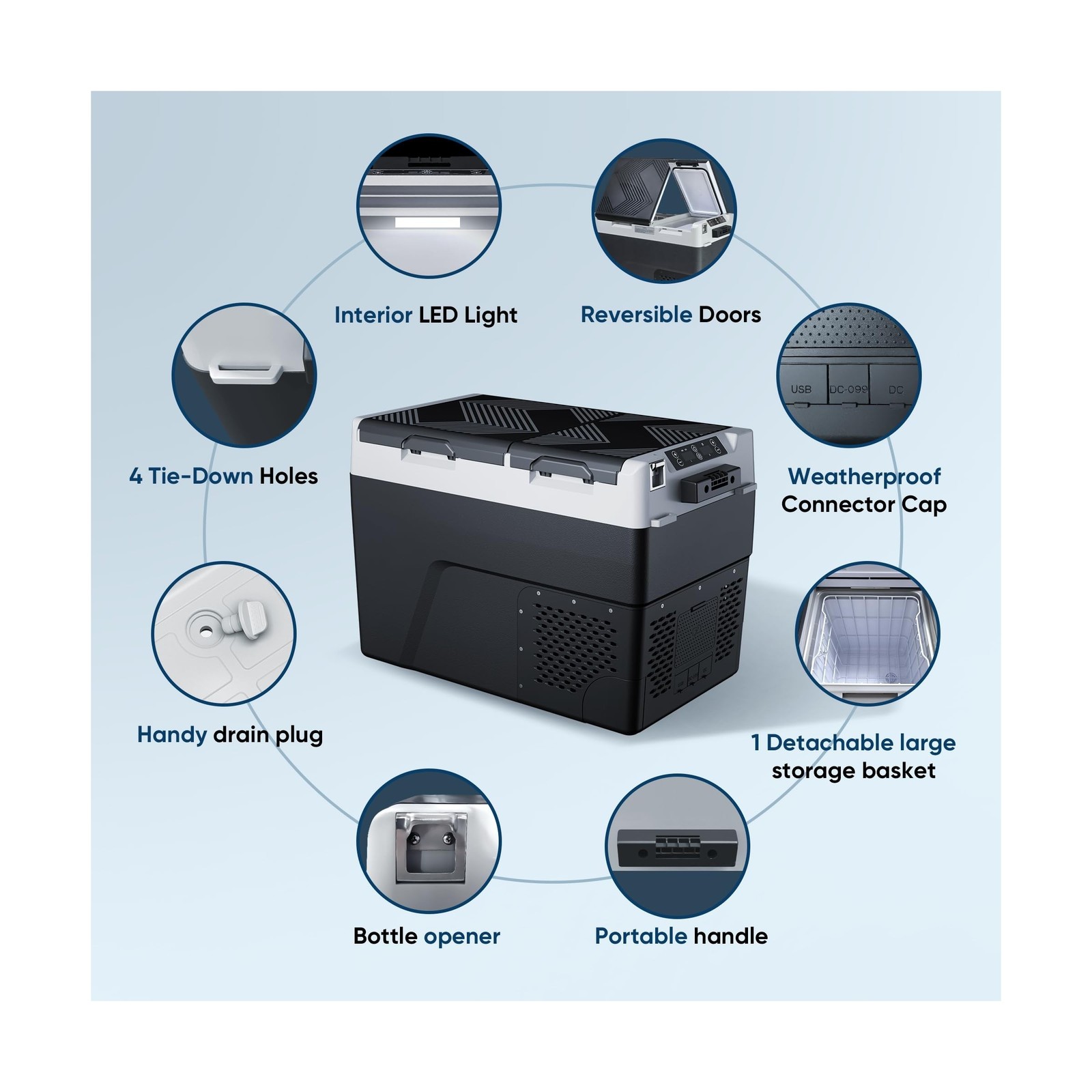 Feelfunn 12 Volt Refrigerator Car Fridge - 61QT(58L) Dual Zone Electric Coole...
