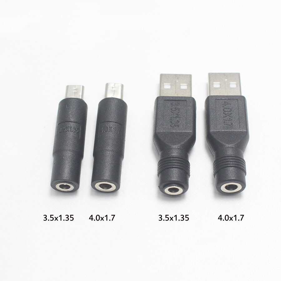 1× Micro USB 2.0 Plug to DC 3.5 * 1.35mm 4.0 * 1.7mm Laptop Adapter Connector