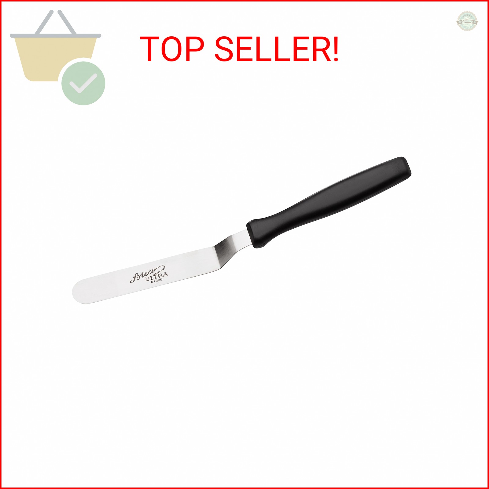 Ateco Ultra Offset Spatula with 4.25" x 0.75" Stainless Steel Blade, 4½", Silver