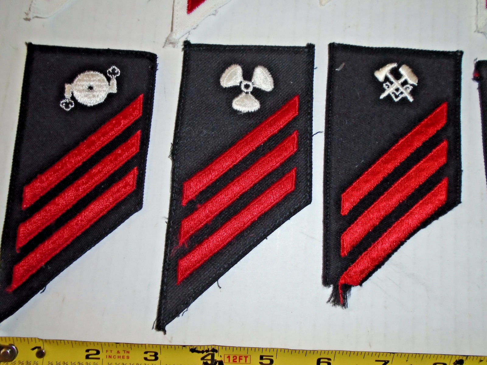Lot of 10 Vintage US Navy Fireman Sleeve Stripes Patches E-3 Engineering Red