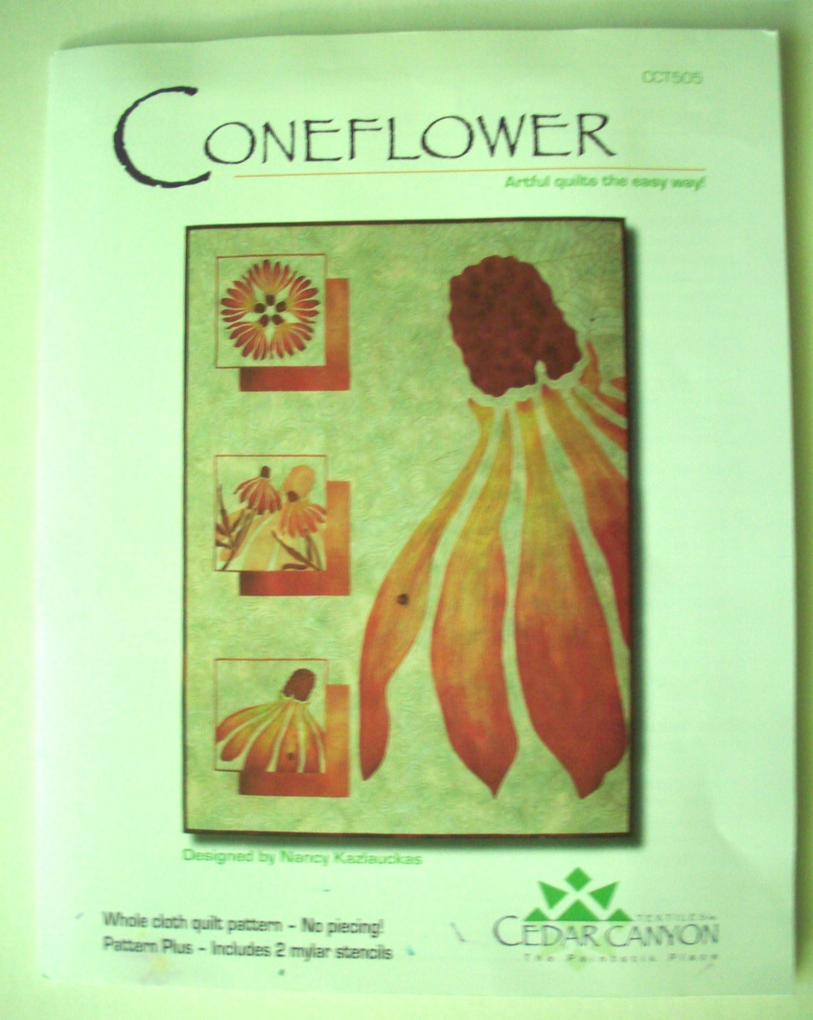 Artful Coneflower Quilt Pattern and 2 Mylar Stencils