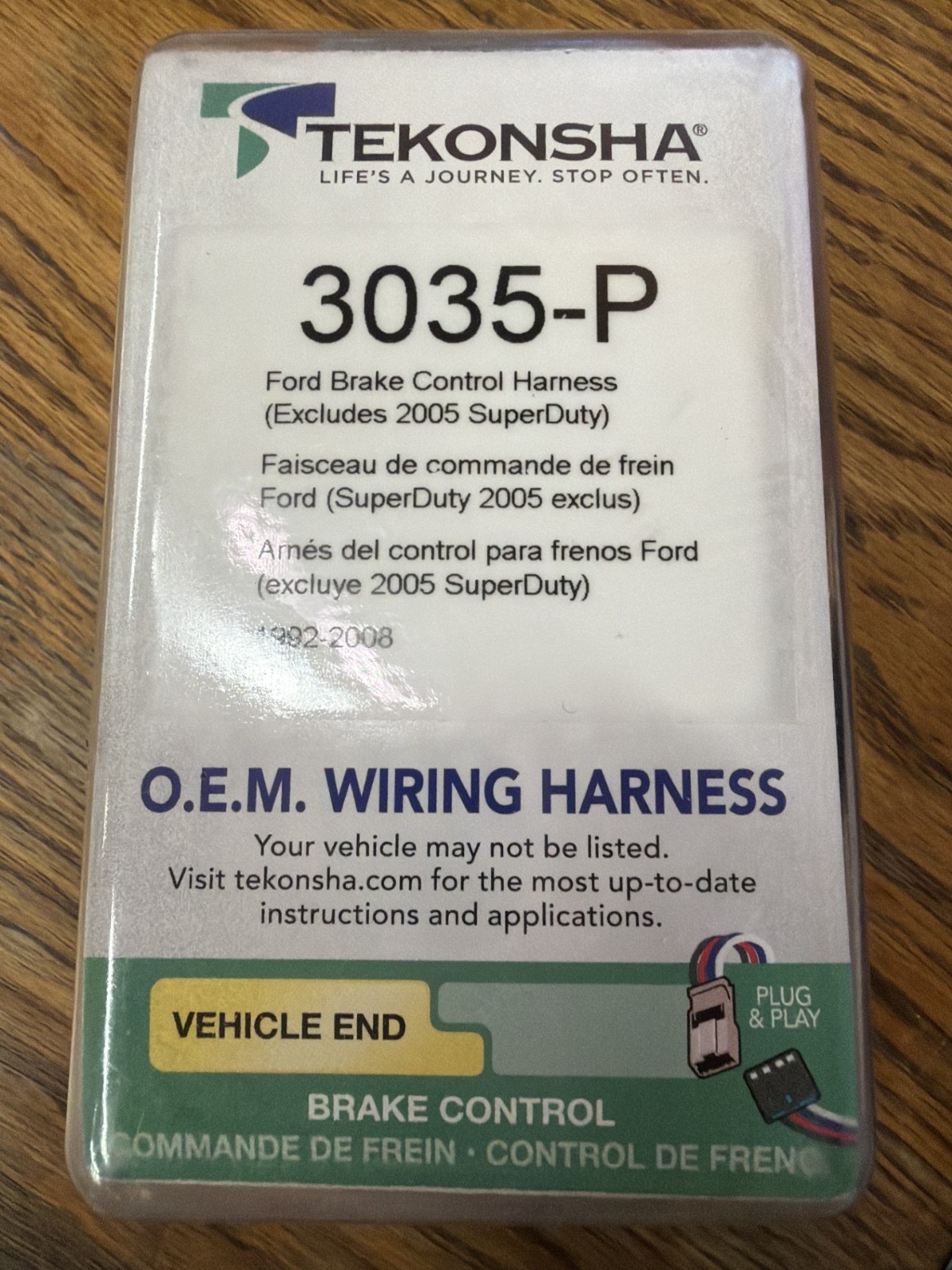 Tekonsha 3035-P Trailer Brake Controller Wiring Harness OEM Plug & Play Ford